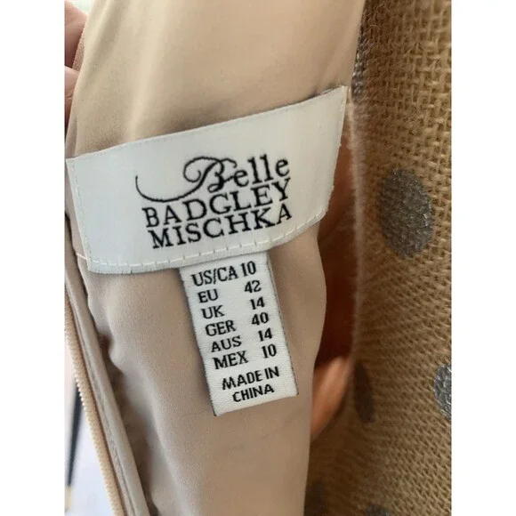 Badgley Mischka Champagne Sleeveless Sequin Gown Event Size 10 Formal Wedding - Picture 12 of 16